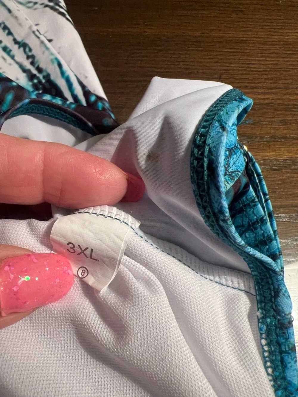 Teal and Black Patterned swim tank - Picture 4 of 4